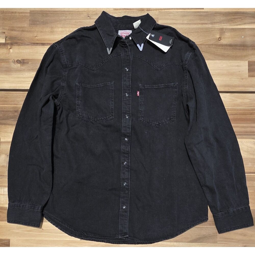 NWT Levi's Black Western Shirt with Collar Tips
